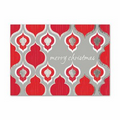 Christmas Ikat Greeting Card - Silver Lined White Fastick  Envelope